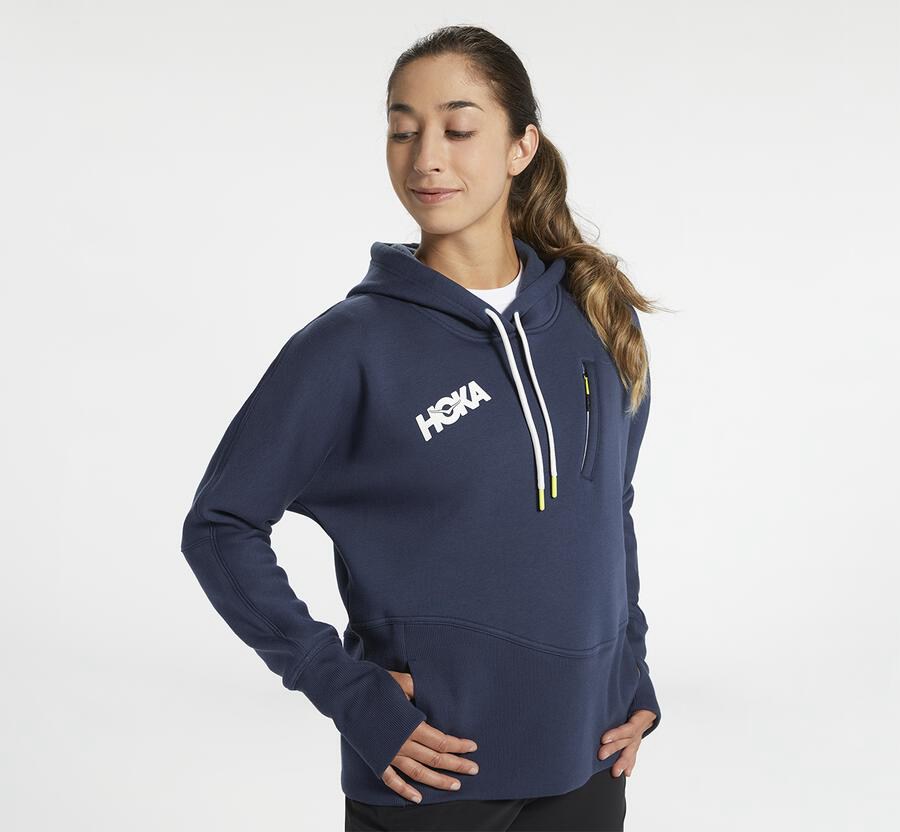 Hoka Australia One One Performance - Womens Hoodie Navy - WJYZK-2169